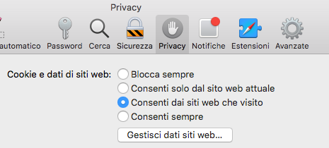 Come cancellare i cookie su Safari